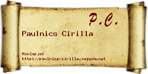 Paulnics Cirilla névjegykártya